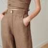 decorative button wide leg pants with pockets