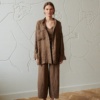 waffle linen brown oversized shirt with front pockets