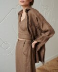 oversized waffle linen shirt with chest pockets