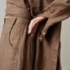 brown waffle linen pants with scoop pockets