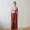 sleeveless summer linen wrap top and wide pants