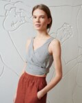 neutral grey wrap linen summer sleeveless top