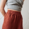 linen relaxed fit trousers with elastic waist
