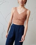 light brown summer wrap linen top