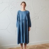 oversized raglan midi linen dress in blue