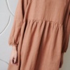 gathered waist oversized linen dress in mocha brown