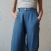 stellar blue linen wide leg pants with pockets