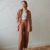oversized linen brown shirt with front pockets