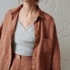 lightweight linen oversized button down with front pockets