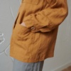 An oversized linen jacket with patch pockets