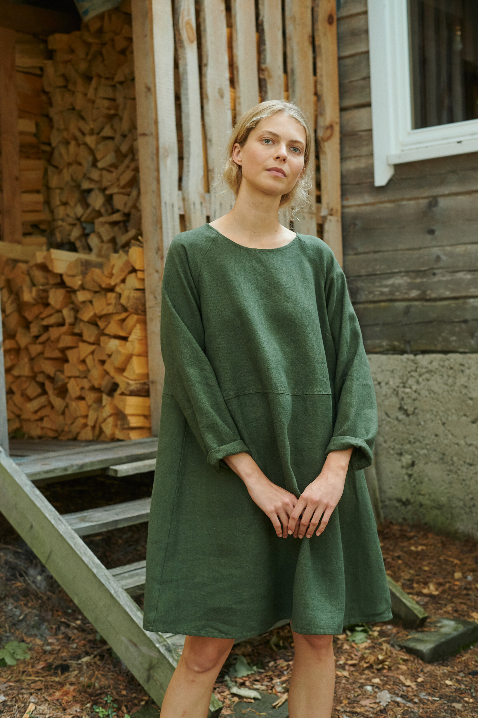 Marie Linen Wool Blend Dress - Linenfox