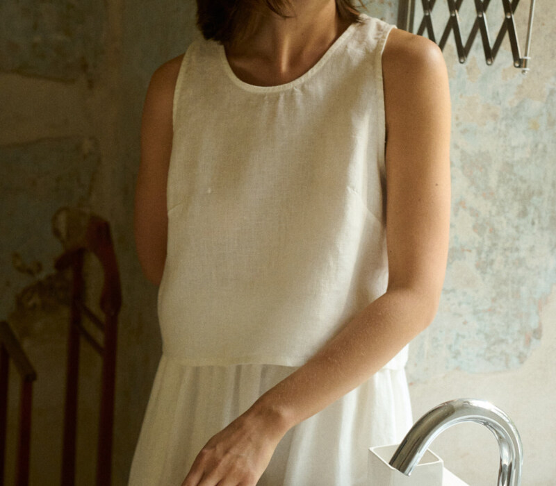 white linen tank top