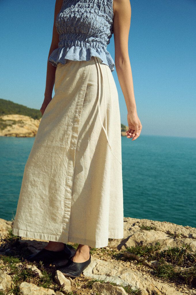 cotton wrap skirt in white color