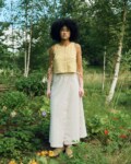 Butter linen cropped top paired with the natural cotton-linen long wrap skirt