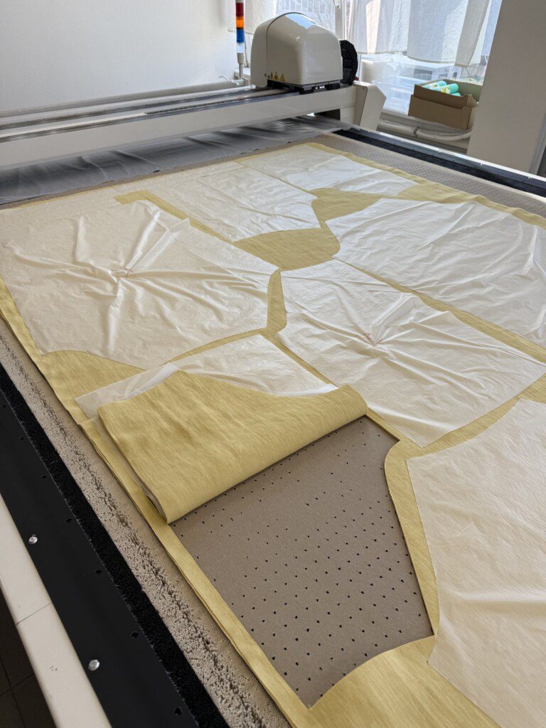 made to order clothing fabric cutting process with pattern layout
