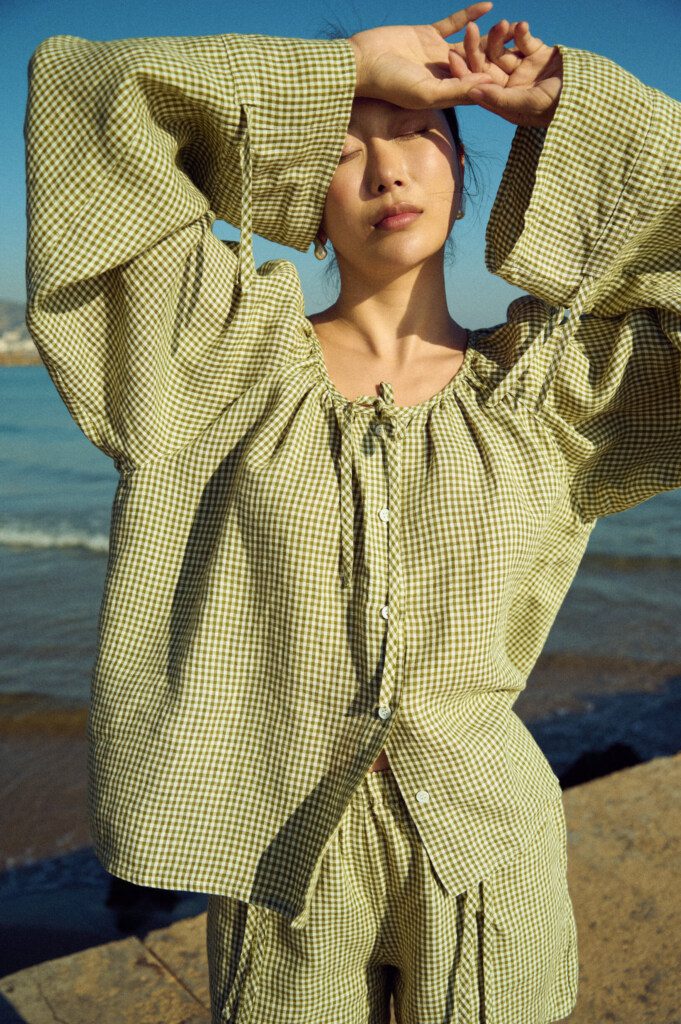 green gingham blouse for sping