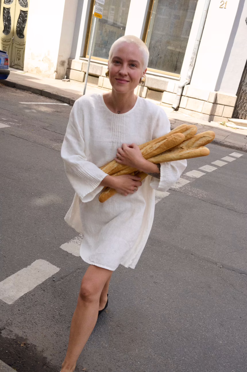 women wearing white mini linen dress