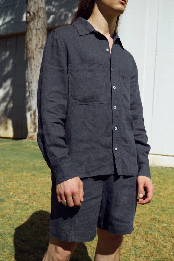 men's linen button down shirt