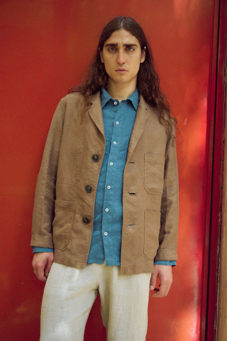 utility jackets for men from heavy linen fabric