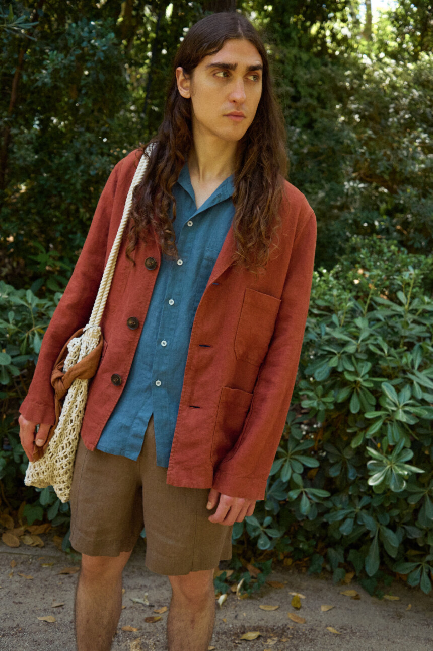 heavy linen blazer for men