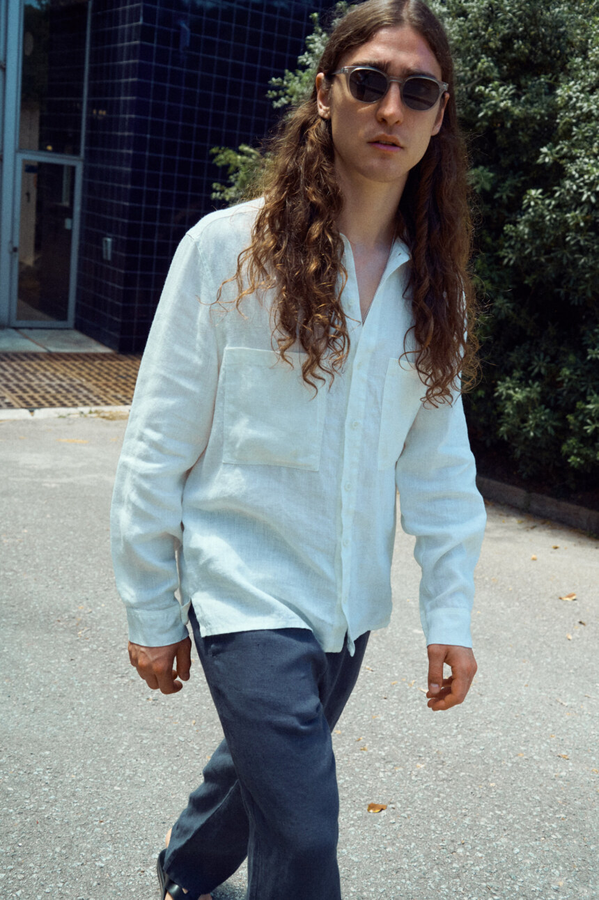 men wearing white linen shirt