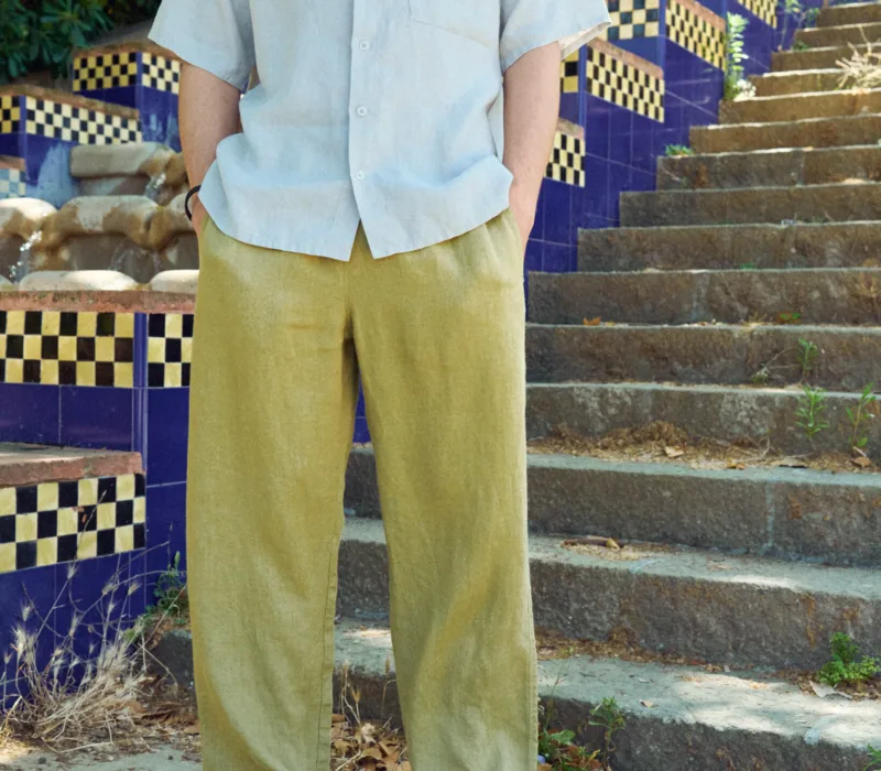 Summer linen pants for men with a relaxed straight-leg fit