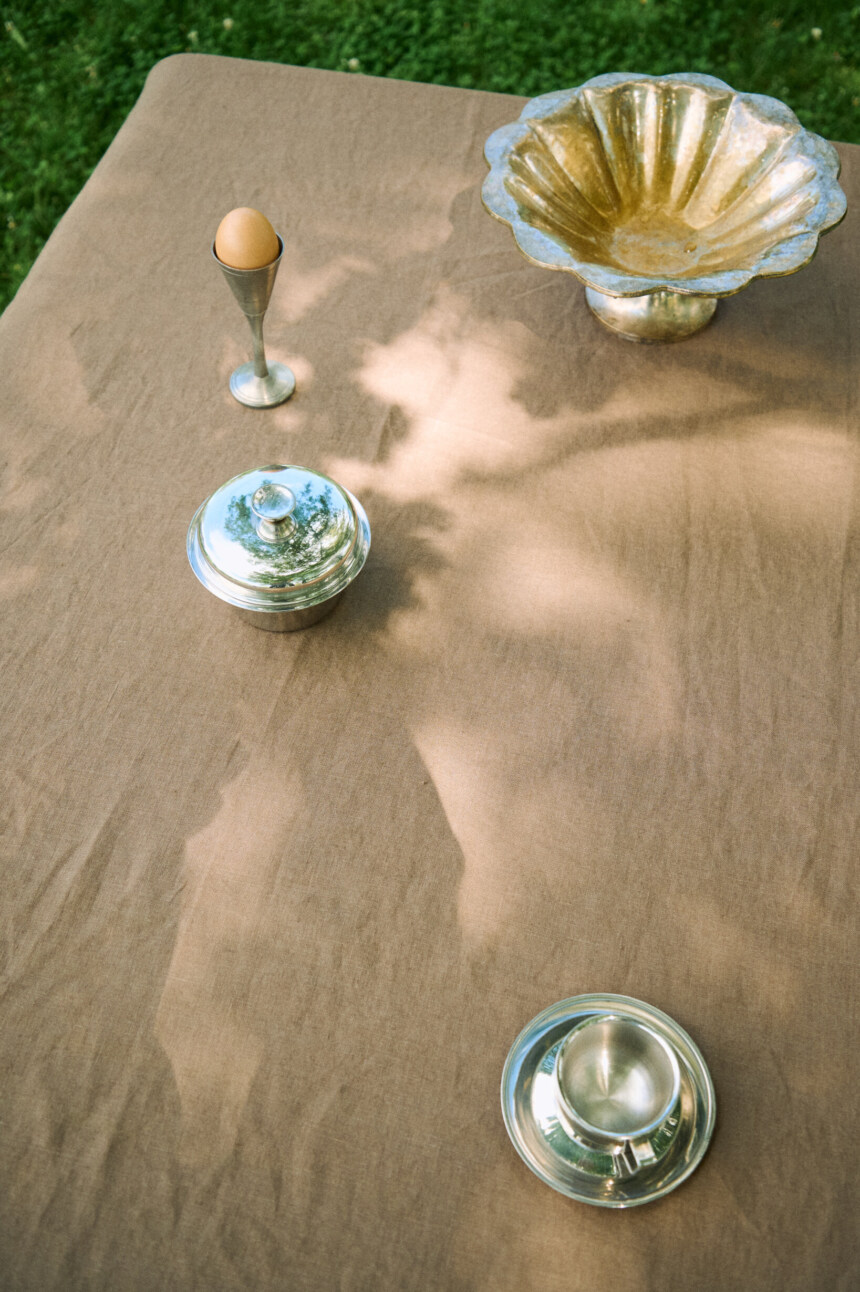 Brown linen tablecloth in cacao shade